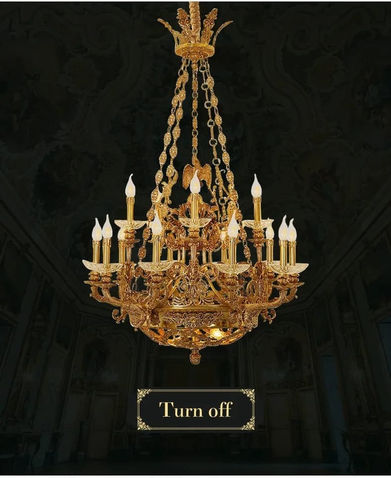 Brass Large Chandelier Baroque Classic Design Pendant Light