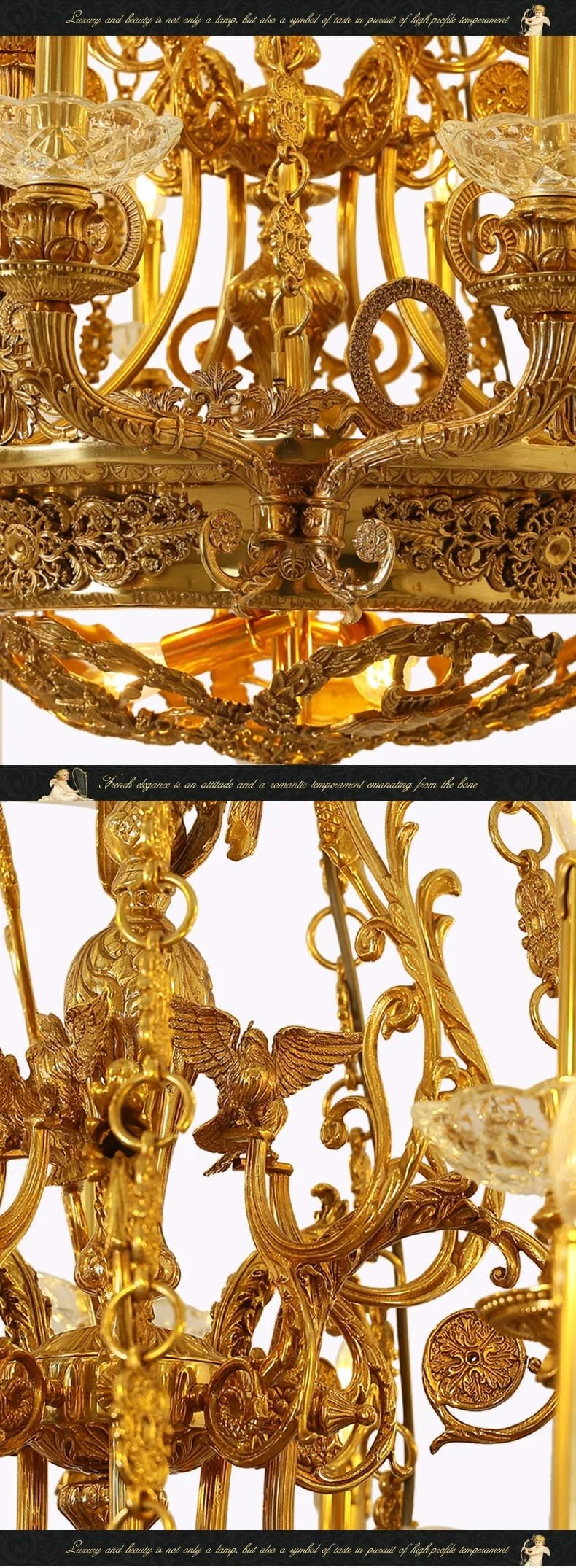 Brass Large Chandelier Baroque Classic Design Pendant Light