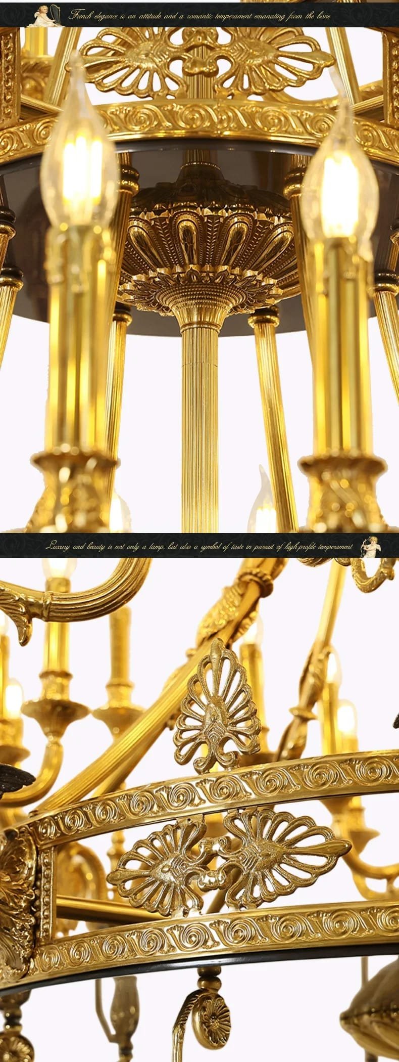 European Brass Chandelier Black Angel Design Large Chandeliers