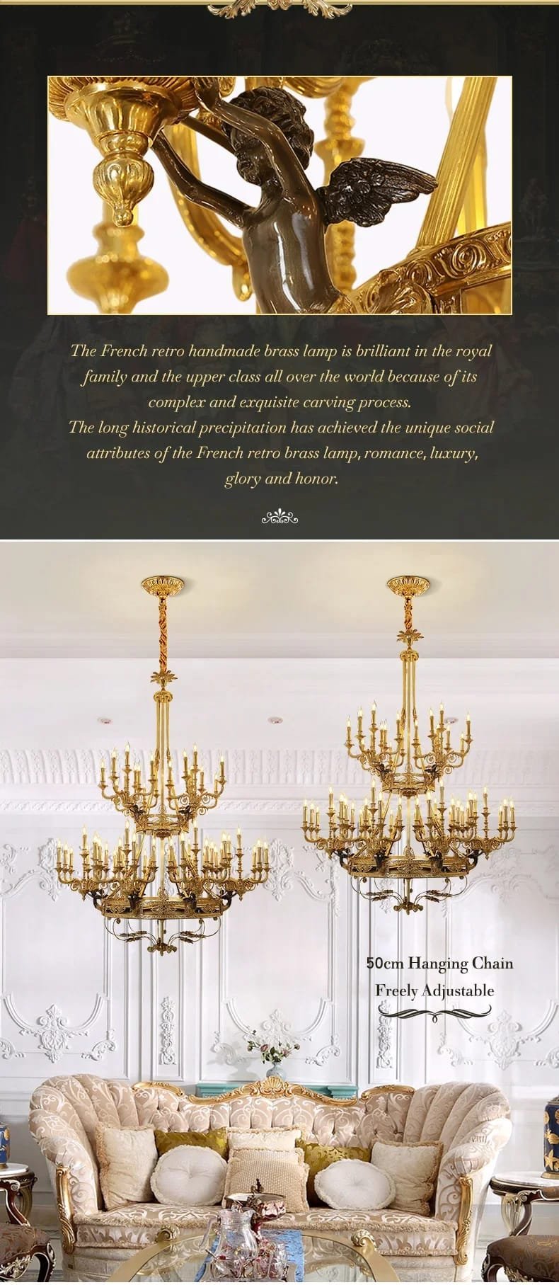 European Brass Chandelier Black Angel Design Large Chandeliers