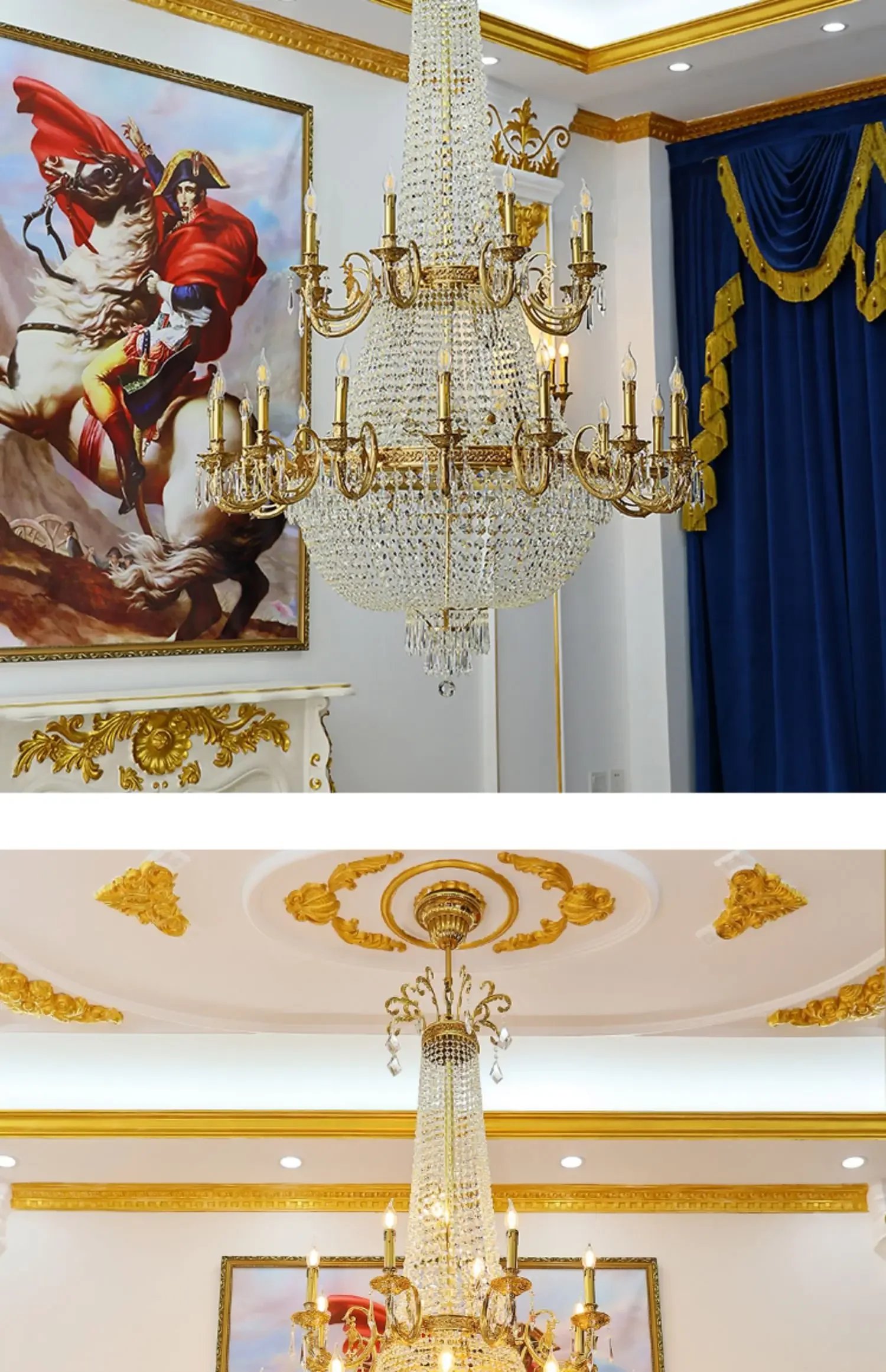 French style all-copper crystal chandelier European large