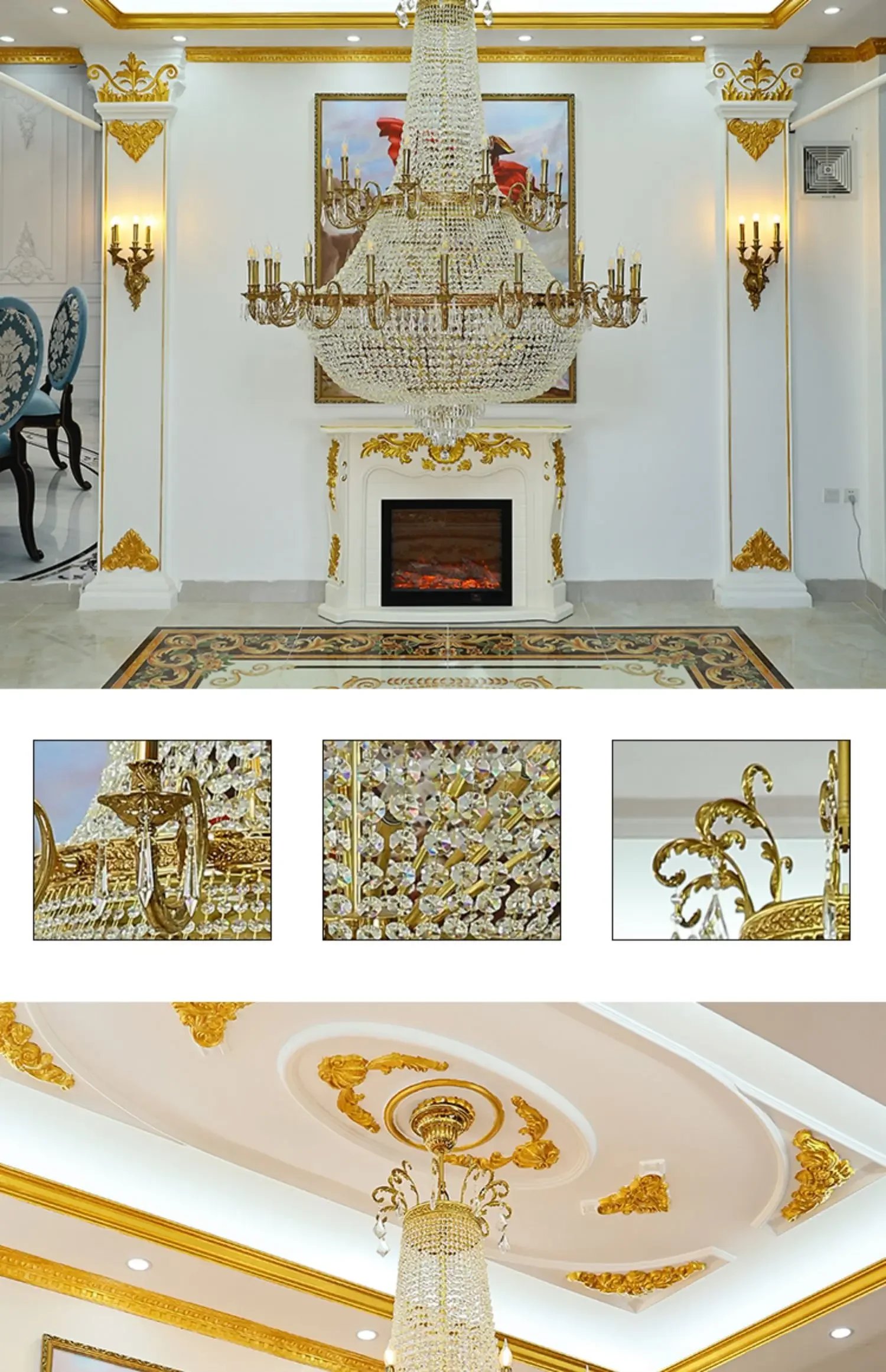 French style all-copper crystal chandelier European large