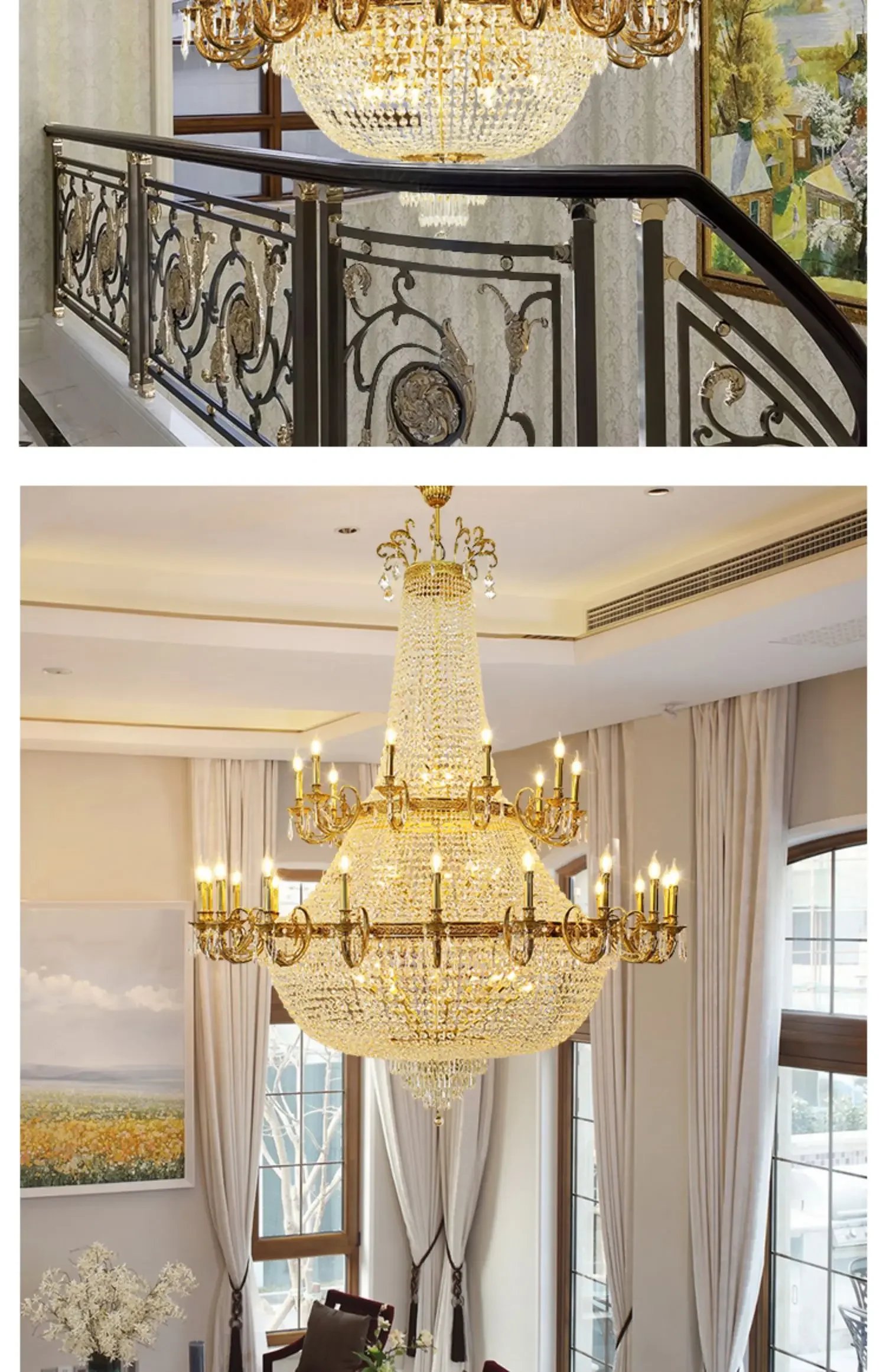 French style all-copper crystal chandelier European large