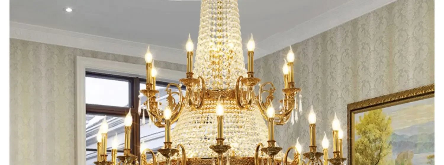 French style all-copper crystal chandelier European large