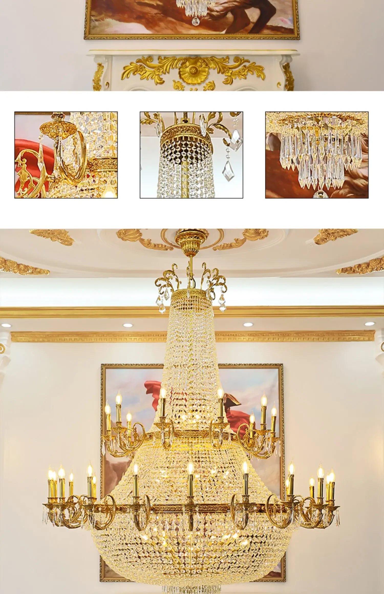 French style all-copper crystal chandelier European large