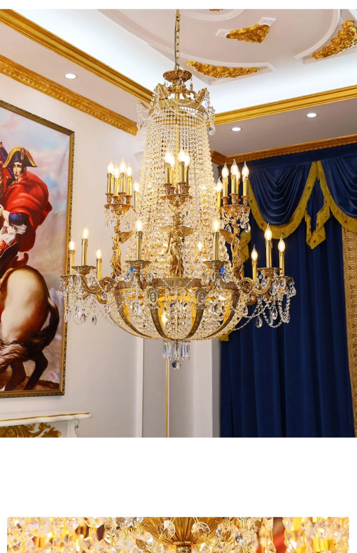 Luxury Brass Pendant Light Victorian Baroque Palace Gocci Large