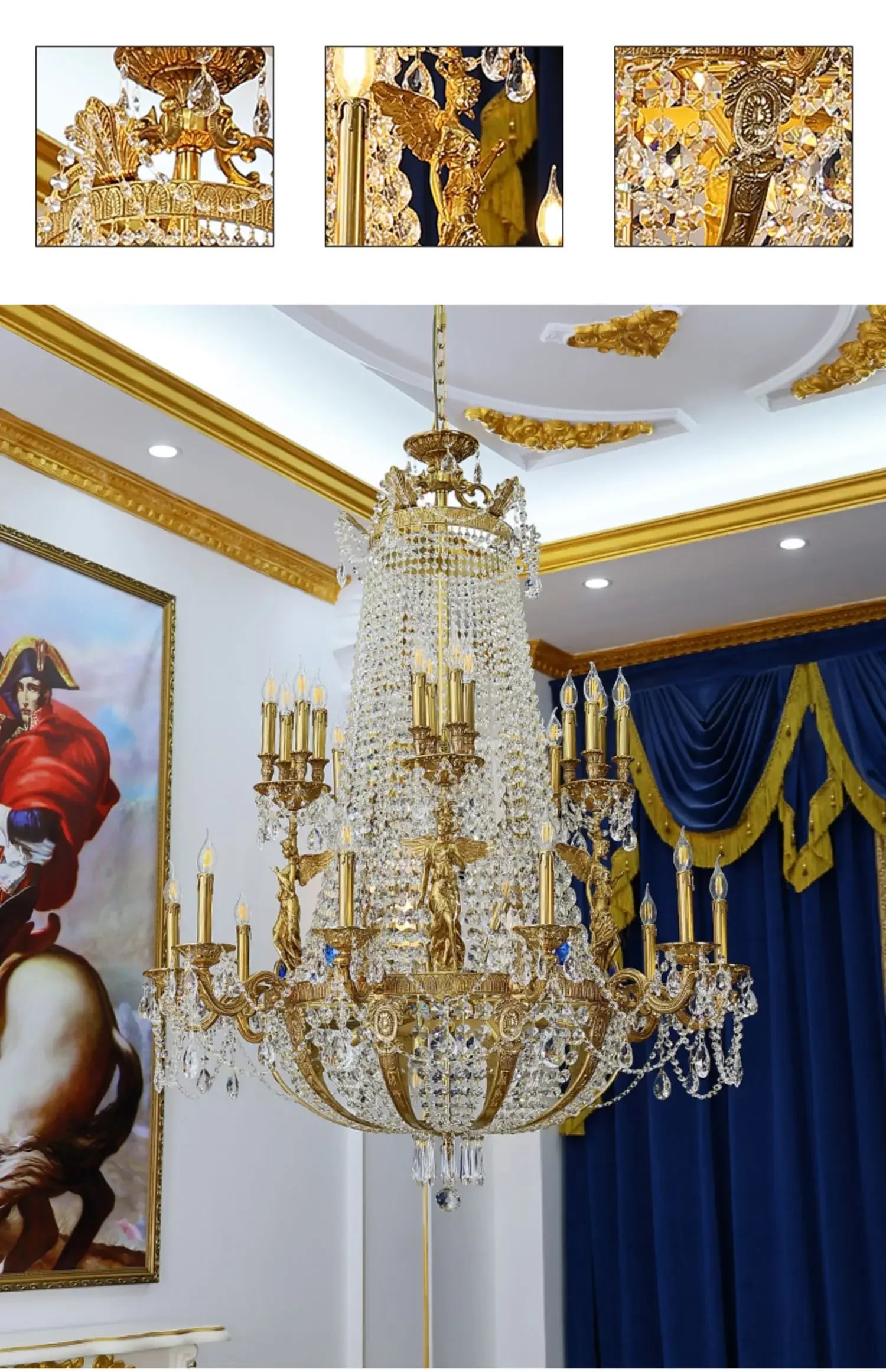 Luxury Brass Pendant Light Victorian Baroque Palace Gocci Large