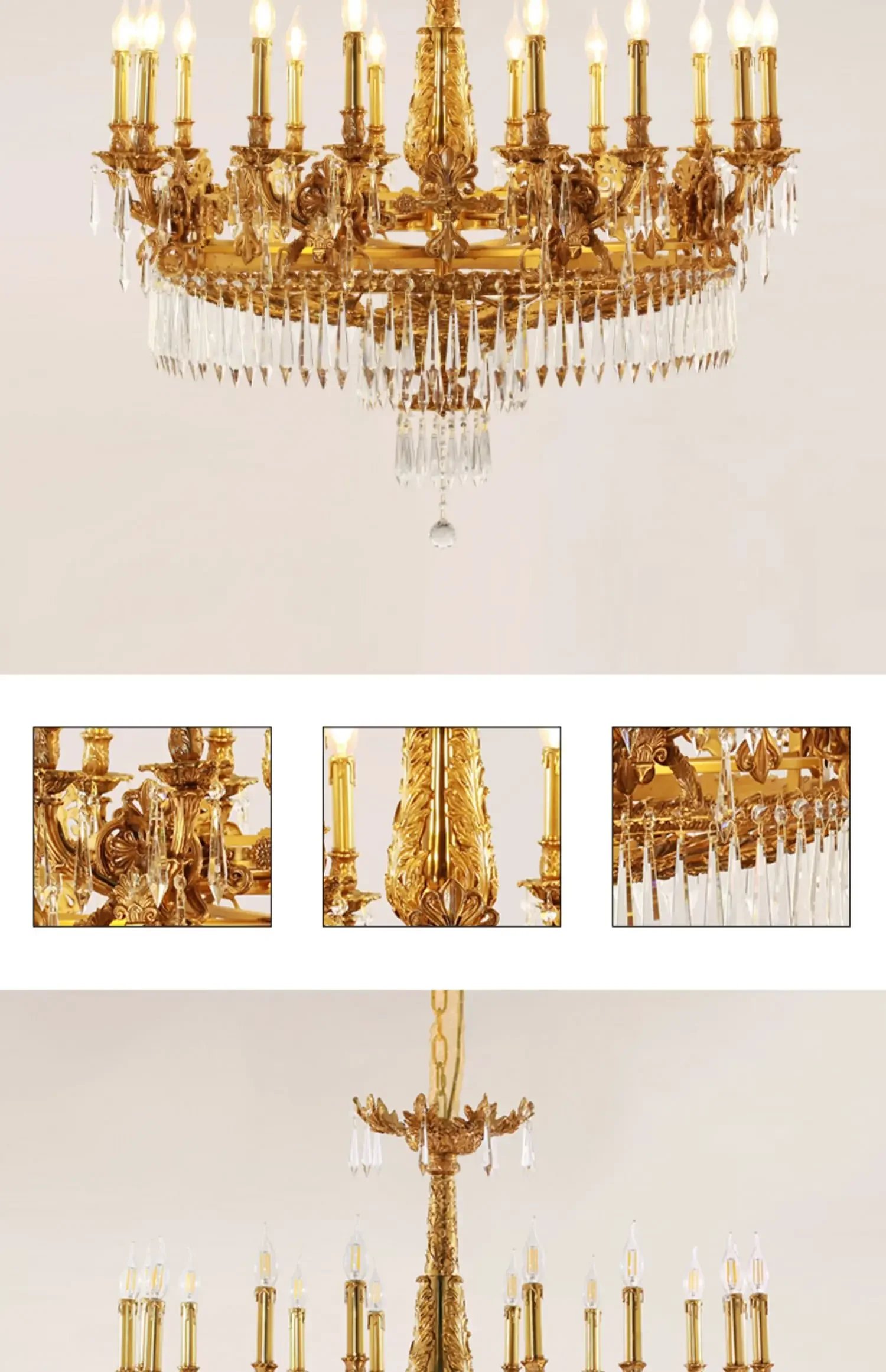 Vintage Antique Brass Pendant Lamp Bronze Chandelier