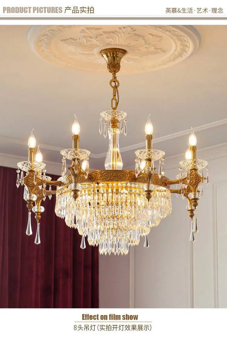 French Crystal All Copper Chandelier European Luxury French Crystal All Copper Chandelier European Luxury