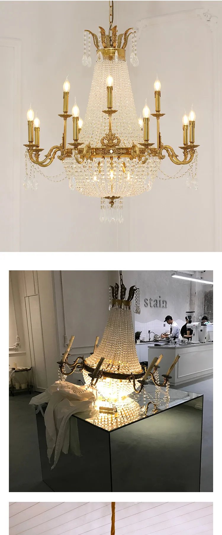 European Brass luxury Crystal Chandelier Modern