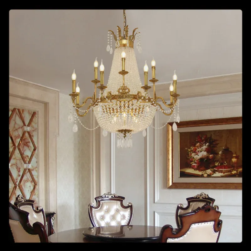 European Brass luxury Crystal Chandelier Modern