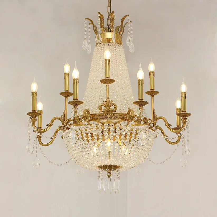 European Brass luxury Crystal Chandelier Modern