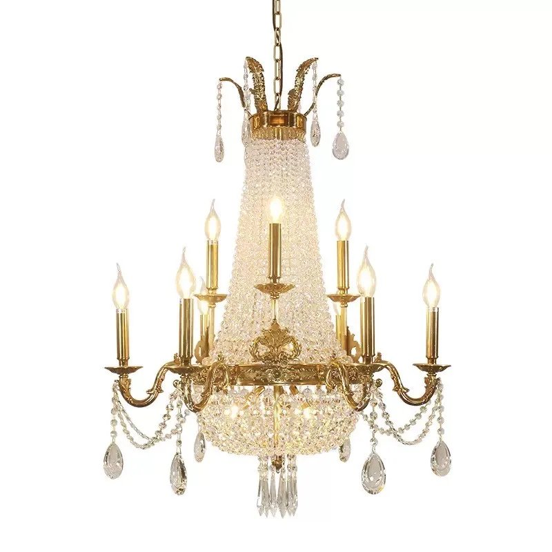European Brass luxury Crystal Chandelier Modern