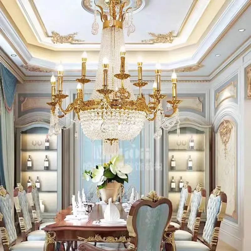 European Brass luxury Crystal Chandelier Modern
