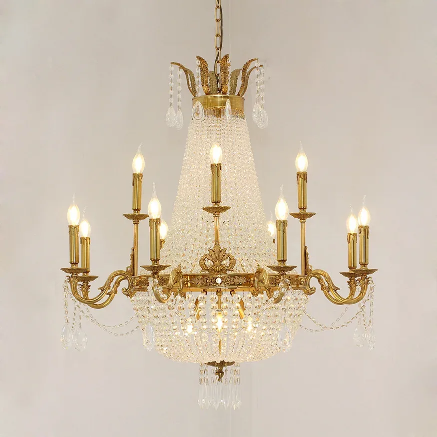 European Brass luxury Crystal Chandelier Modern