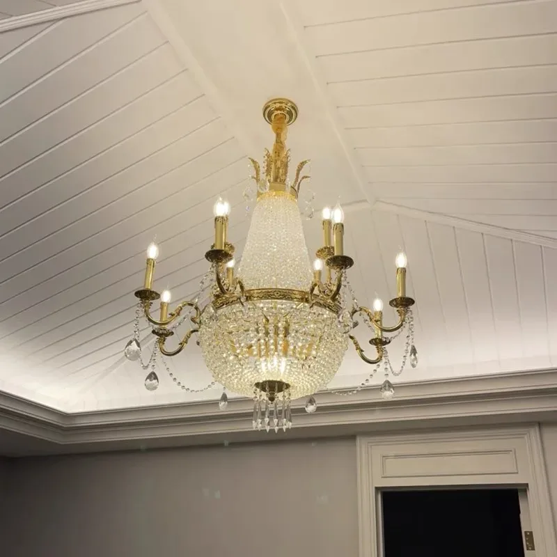 European Brass luxury Crystal Chandelier Modern