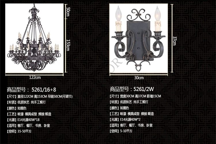 American large chandelier wrought iron Lighting