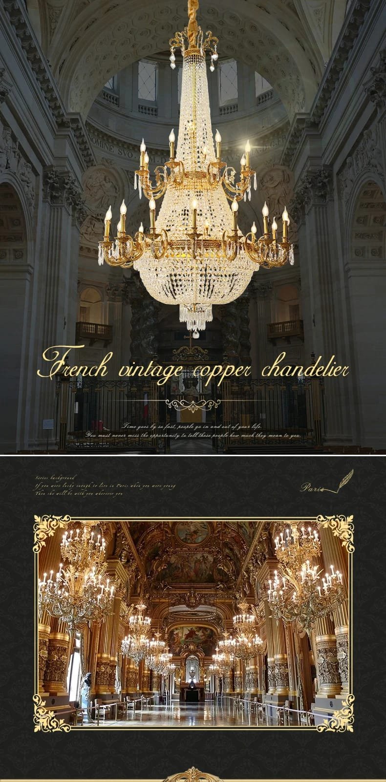 Brass Crystal Pendant Chandelier Lighting European Style