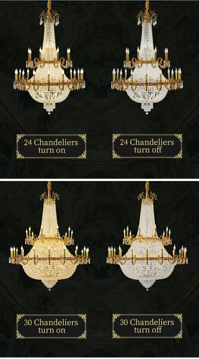 Brass Crystal Pendant Chandelier Lighting European Style
