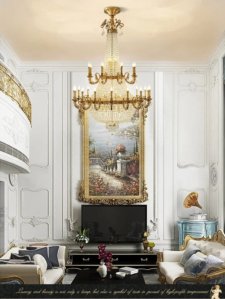 Brass Crystal Pendant Chandelier Lighting European Style