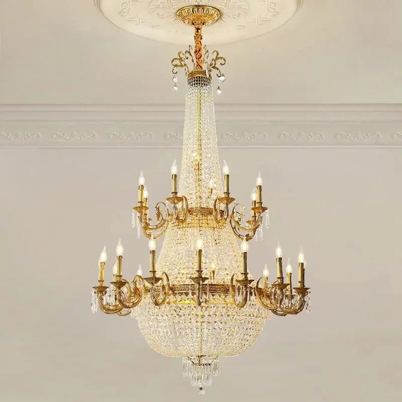 Brass Crystal Pendant Chandelier Lighting European Style
