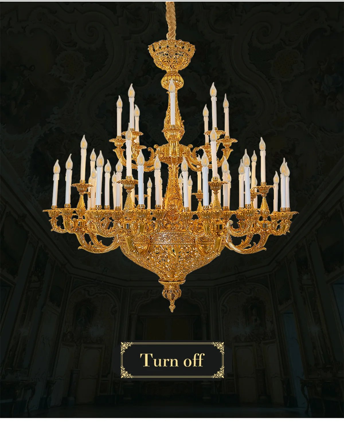 Brass Large Chandelier Lighting French Copper Pendant Light