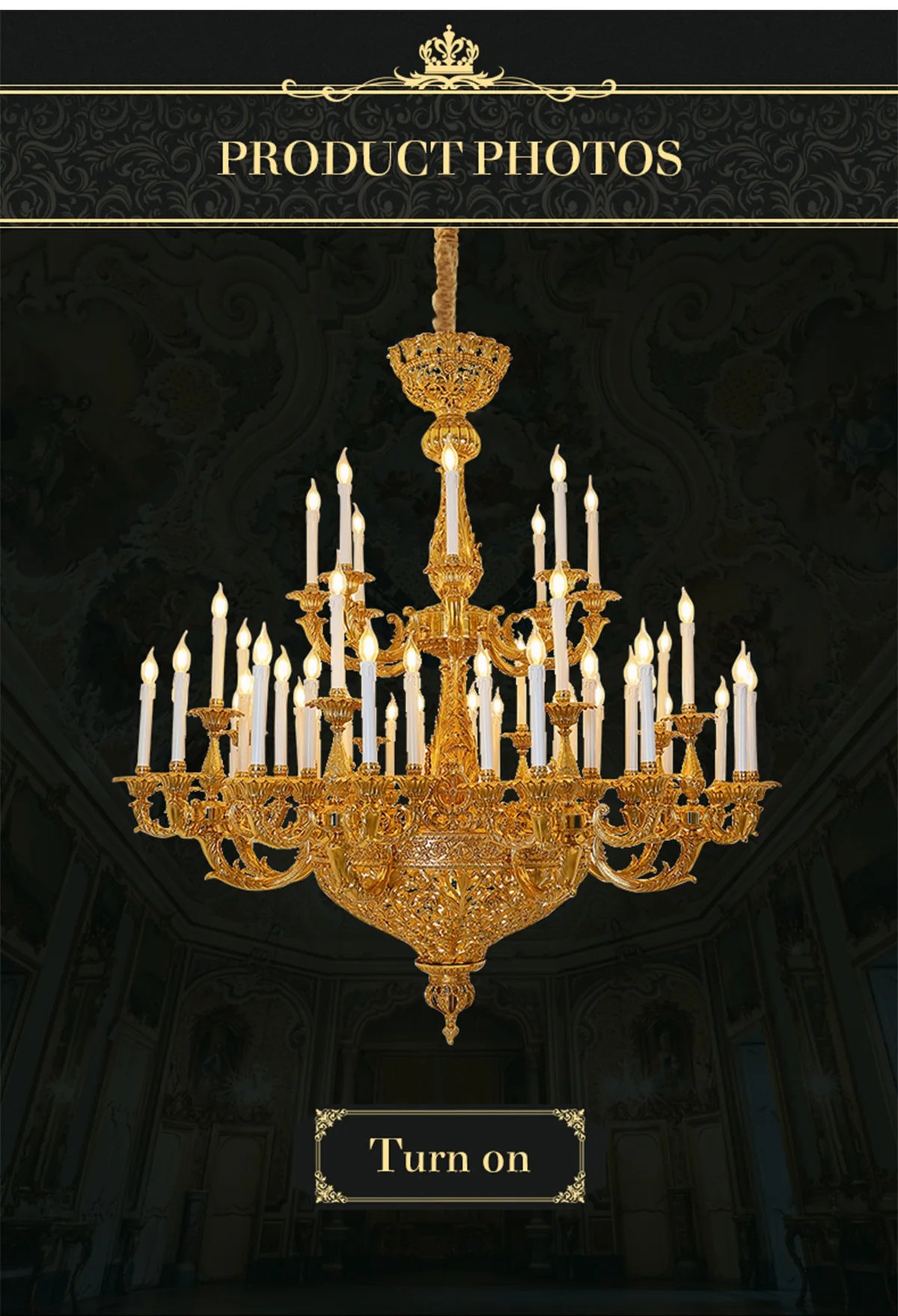 Brass Large Chandelier Lighting French Copper Pendant Light