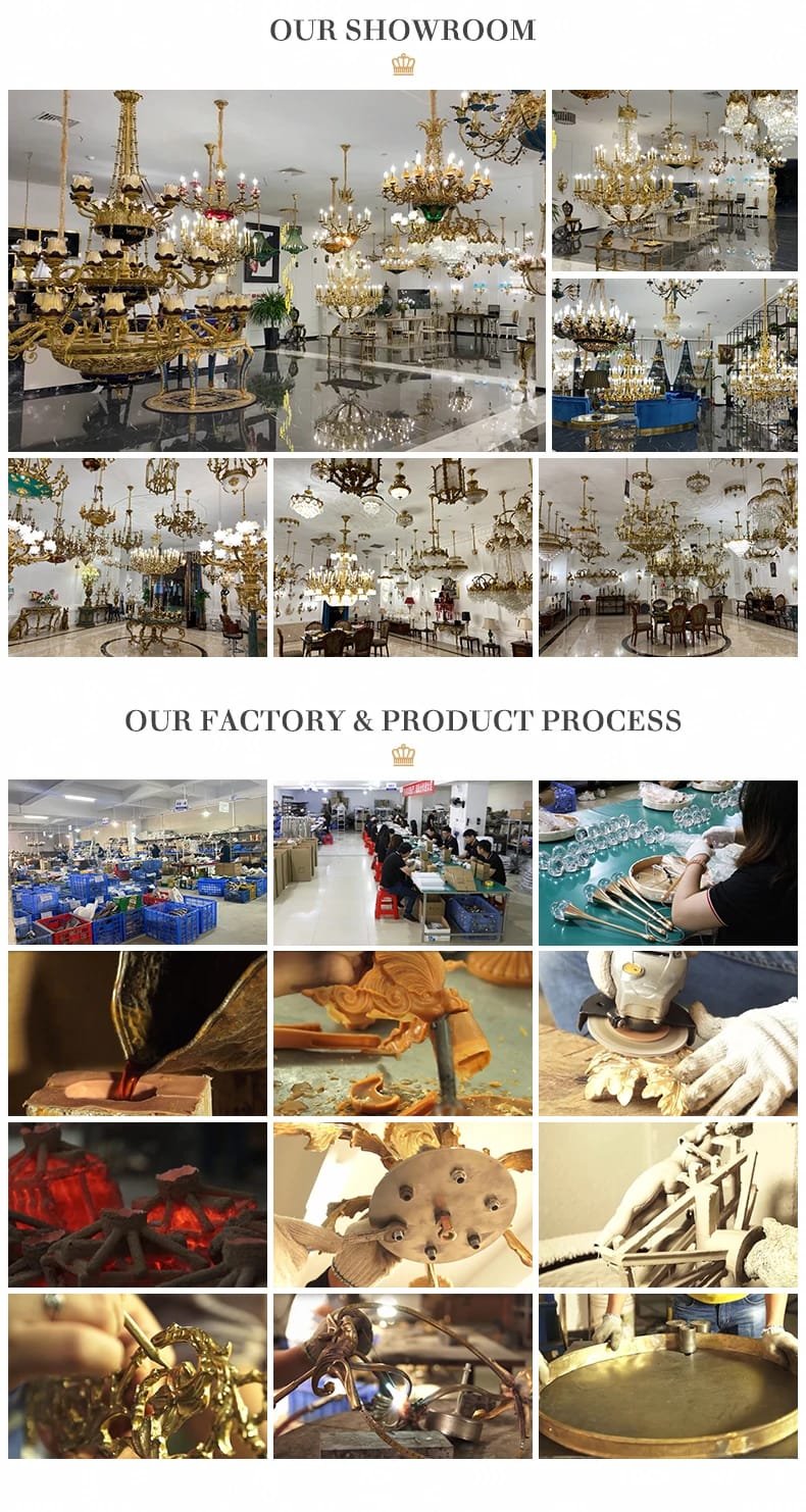 Brass Large Chandelier Lighting French Copper Pendant Light