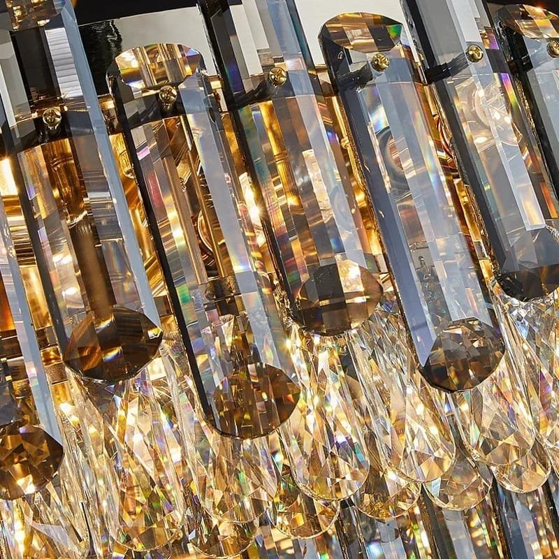 Grey crystal ceiling chandelier for living room modern