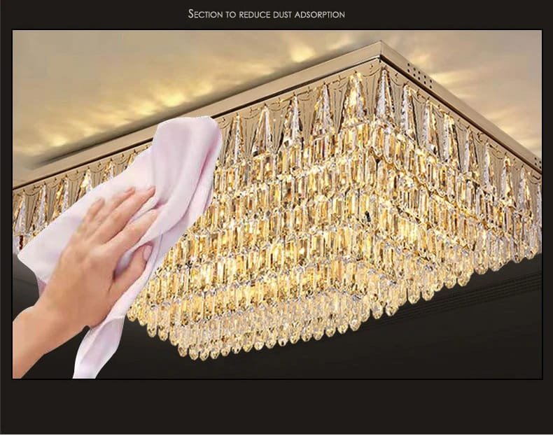 Stainless Steel Ceiling Lamp Rectangular/Round K9 Crystal