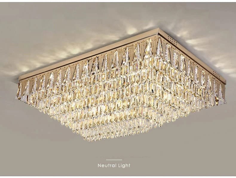 Stainless Steel Ceiling Lamp Rectangular/Round K9 Crystal