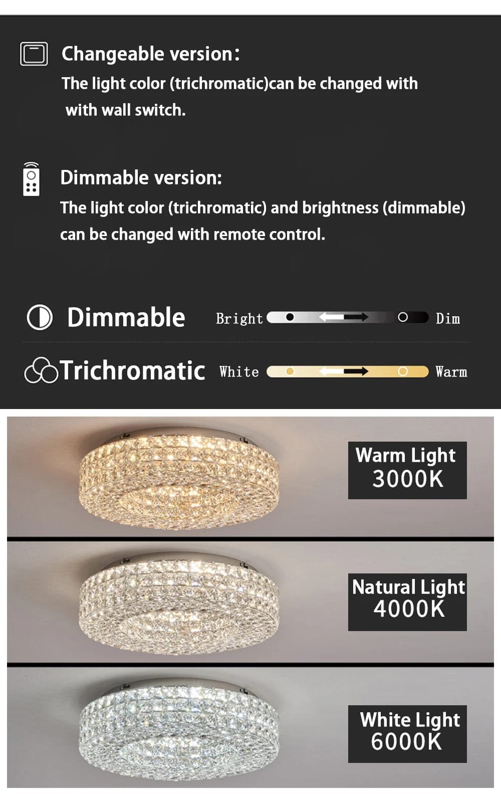 Luxury Round Ceiling Lights Gold/Chrome Modern Stainless Steel K9 Crystal Luxury Round Ceiling Lights Gold/Chrome Modern Stainless Steel K9 Crystal