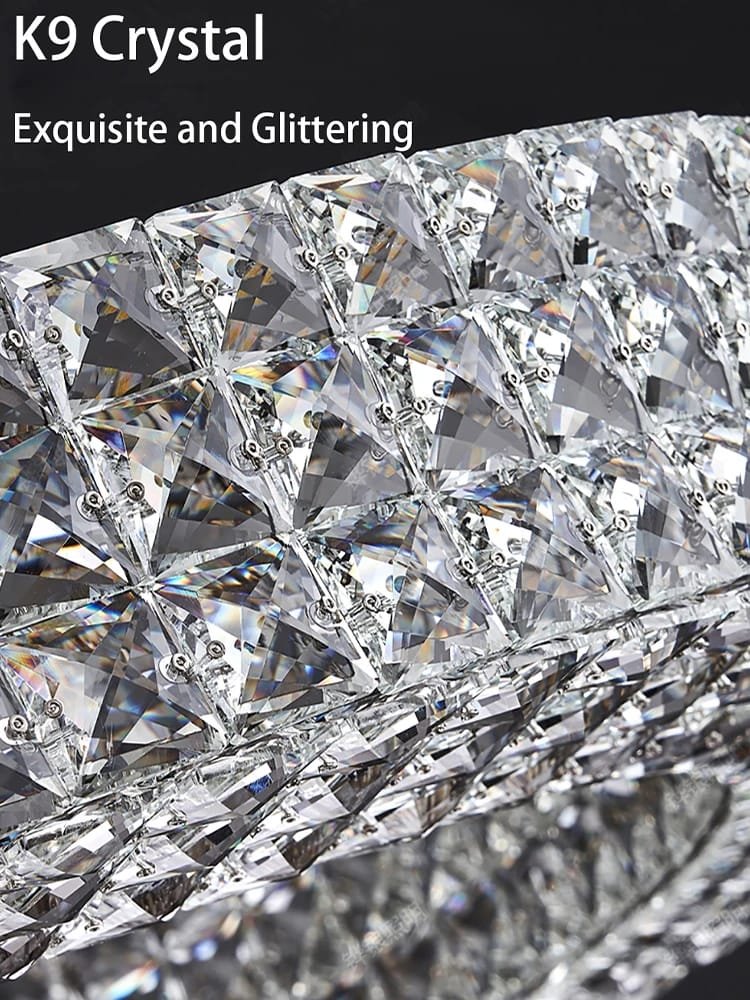 Luxury Round Ceiling Lights Gold/Chrome Modern Stainless Steel K9 Crystal