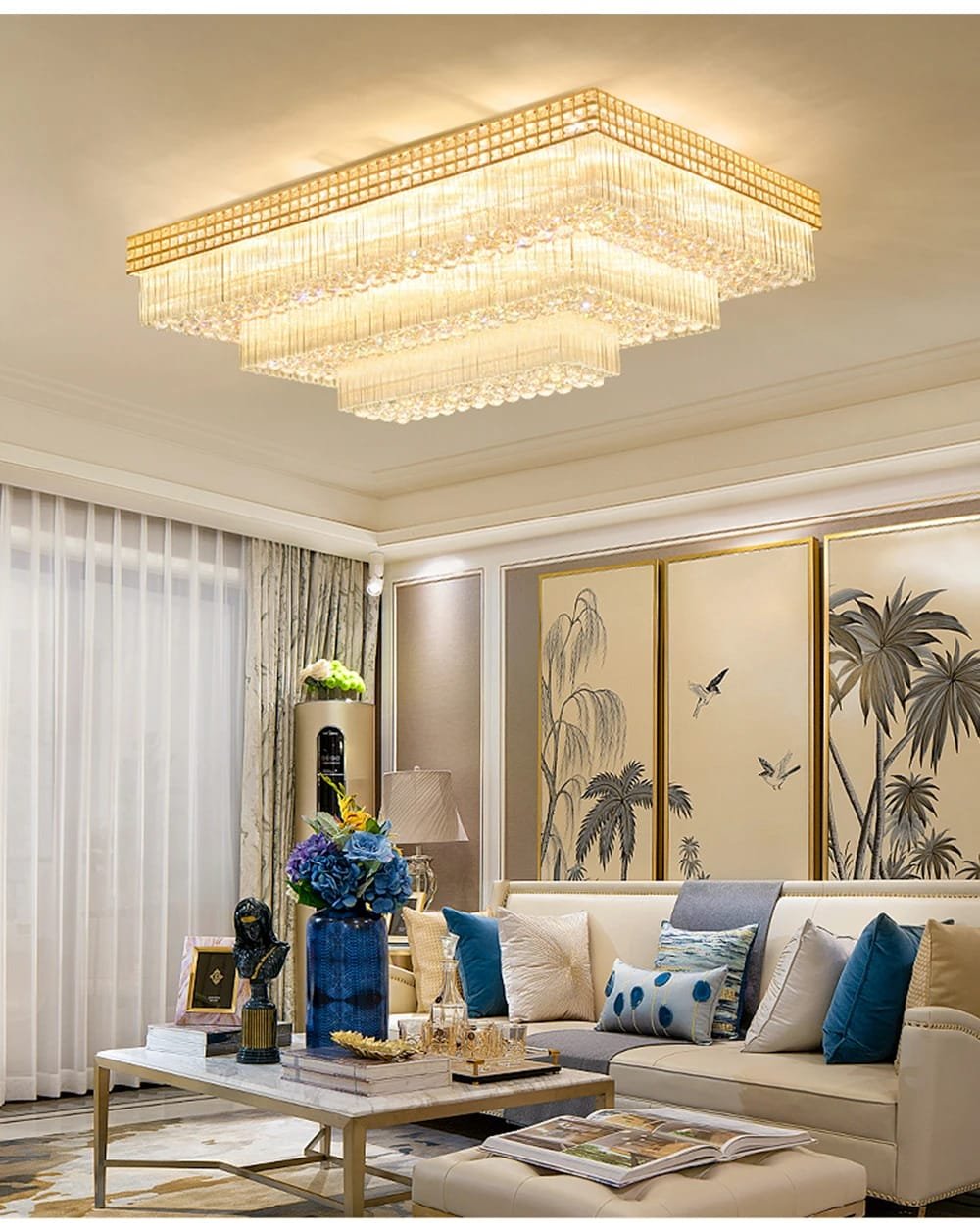 Modern Large Crystal Ceiling Lights for Living Room LED Gold-Chrome Modern Large Crystal Ceiling Lights for Living Room LED Gold-Chrome