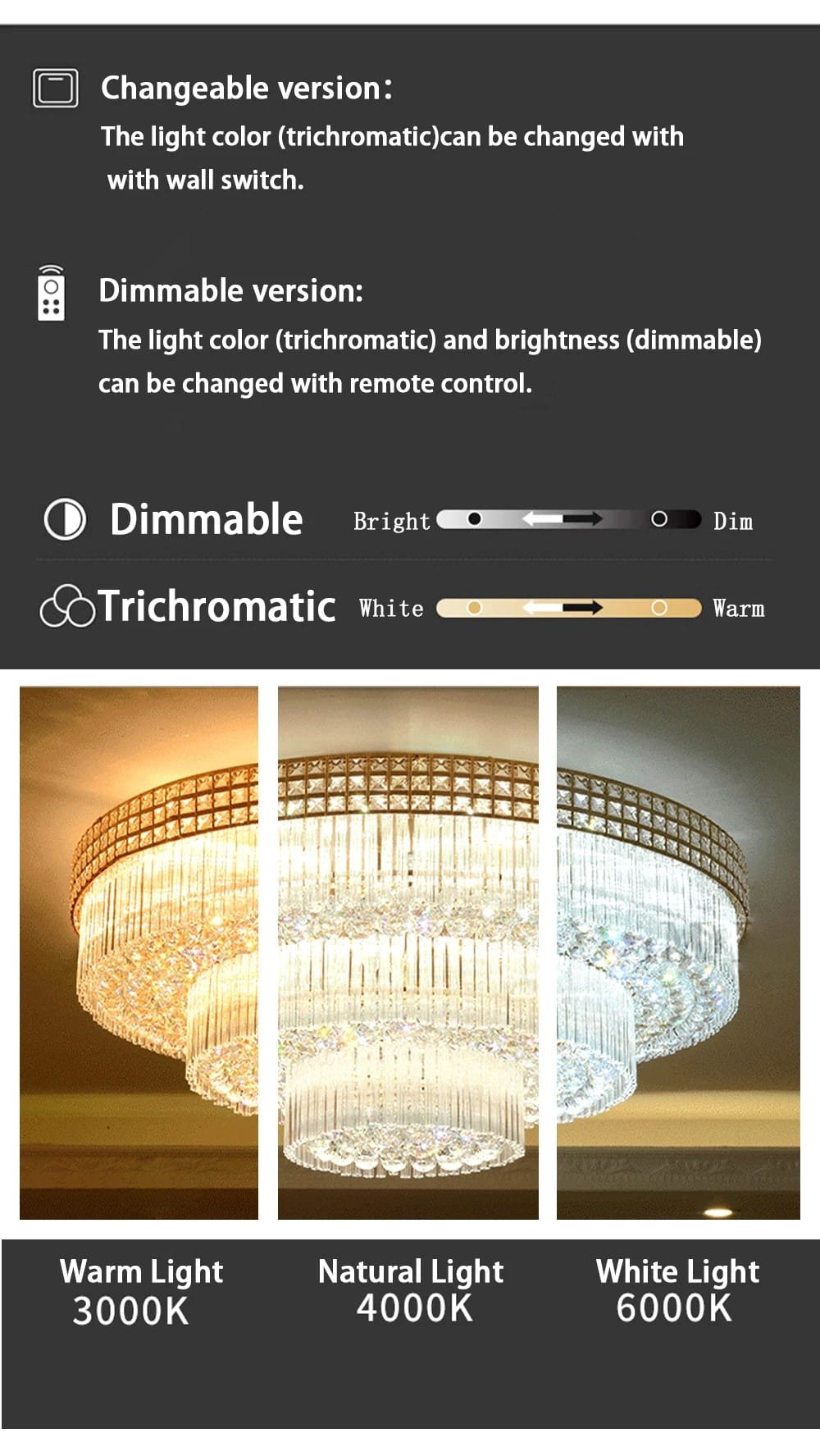 Modern Large Crystal Ceiling Lights for Living Room LED Gold-Chrome Modern Large Crystal Ceiling Lights for Living Room LED Gold-Chrome