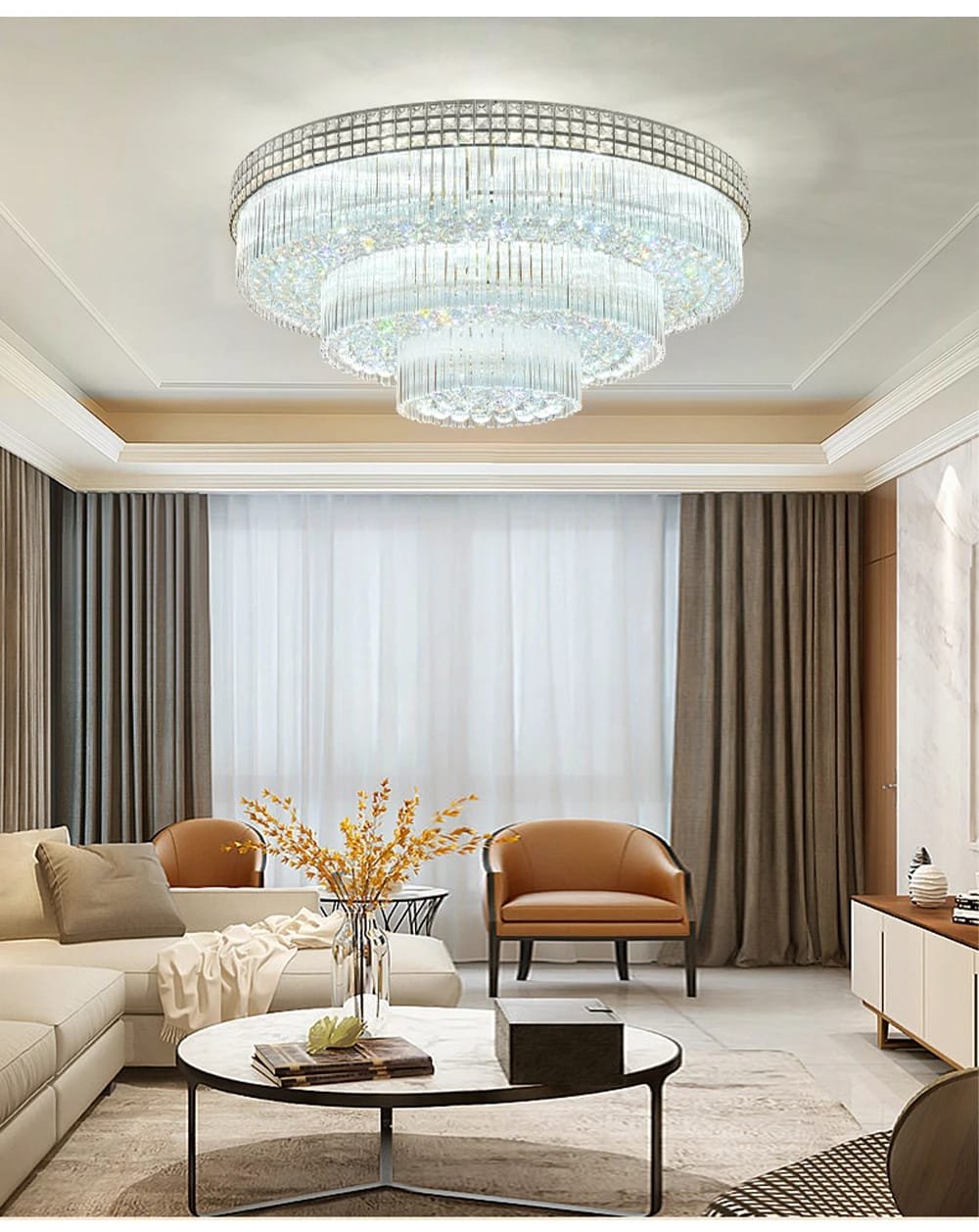 Modern Large Crystal Ceiling Lights for Living Room LED Gold-Chrome Modern Large Crystal Ceiling Lights for Living Room LED Gold-Chrome