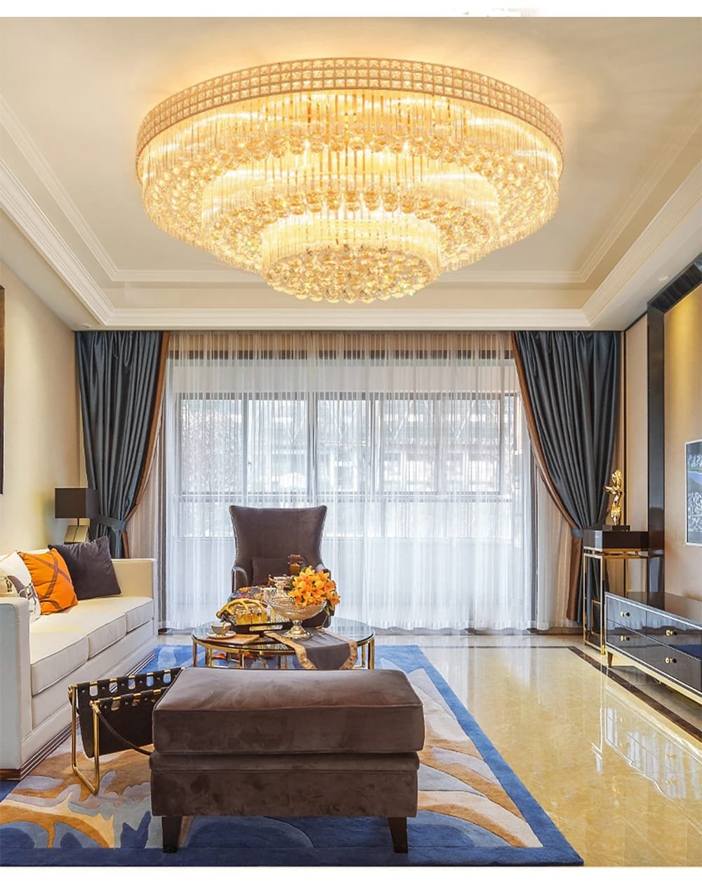 Modern Large Crystal Ceiling Lights for Living Room LED Gold-Chrome Modern Large Crystal Ceiling Lights for Living Room LED Gold-Chrome