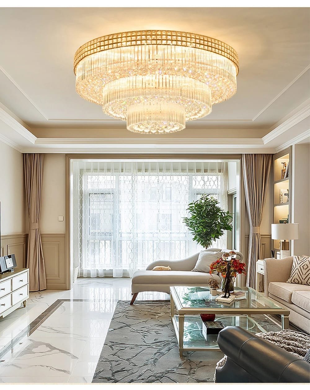 Modern Large Crystal Ceiling Lights for Living Room LED Gold-Chrome Modern Large Crystal Ceiling Lights for Living Room LED Gold-Chrome