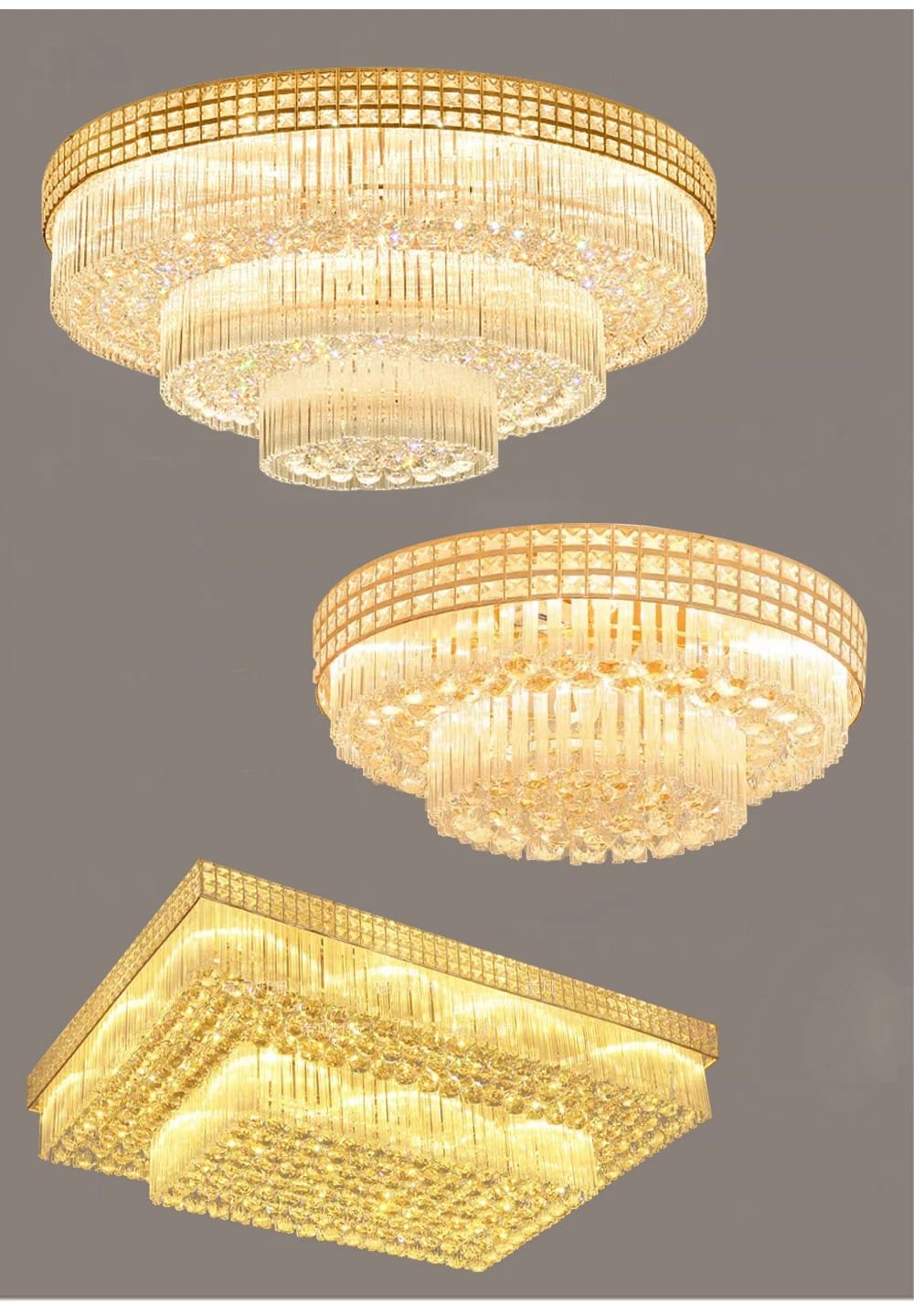 Modern Large Crystal Ceiling Lights for Living Room LED Gold-Chrome Modern Large Crystal Ceiling Lights for Living Room LED Gold-Chrome