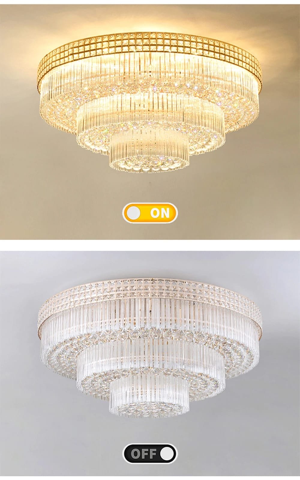 Modern Large Crystal Ceiling Lights for Living Room LED Gold-Chrome Modern Large Crystal Ceiling Lights for Living Room LED Gold-Chrome