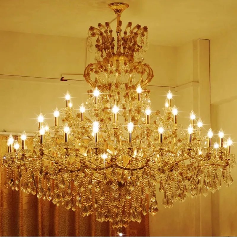 Large Crystal Chandelier Modern Living Room Lobby Hotel Lamp Luxury Villa