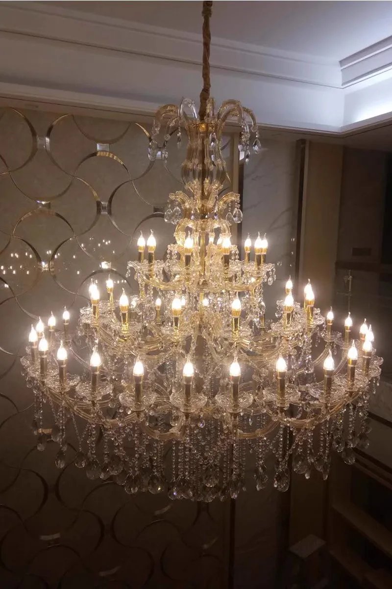 Large Crystal Chandelier Modern Living Room Lobby Hotel Lamp Luxury Villa