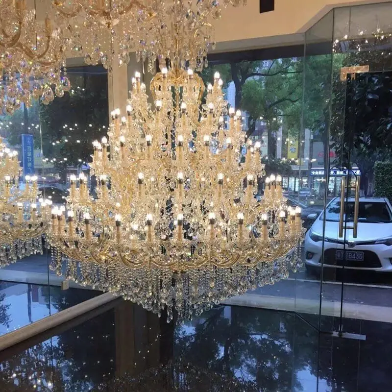 Large Crystal Chandelier Modern Living Room Lobby Hotel Lamp Luxury Villa