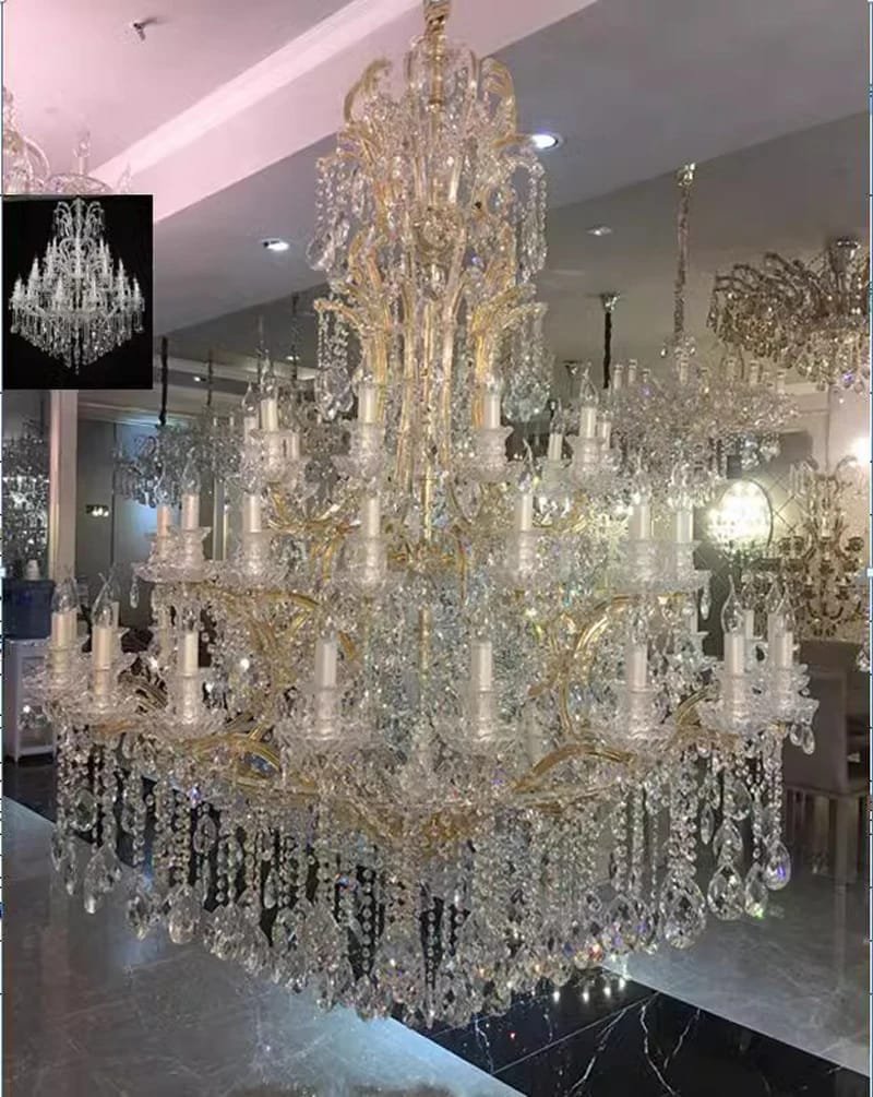 Large Crystal Chandelier Modern Living Room Lobby Hotel Lamp Luxury Villa