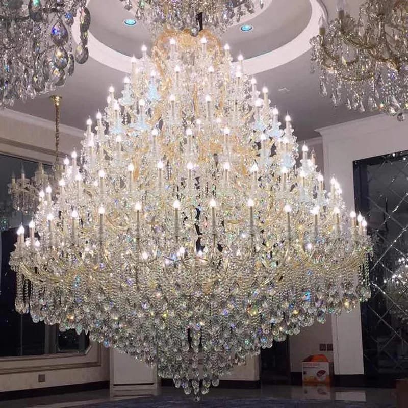 Large Crystal Chandelier Modern Living Room Lobby Hotel Lamp Luxury Villa
