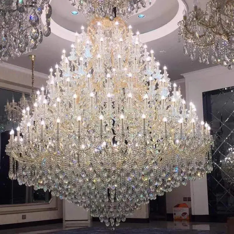 Large Crystal Chandelier Modern Living Room Lobby Hotel Lamp Luxury Villa