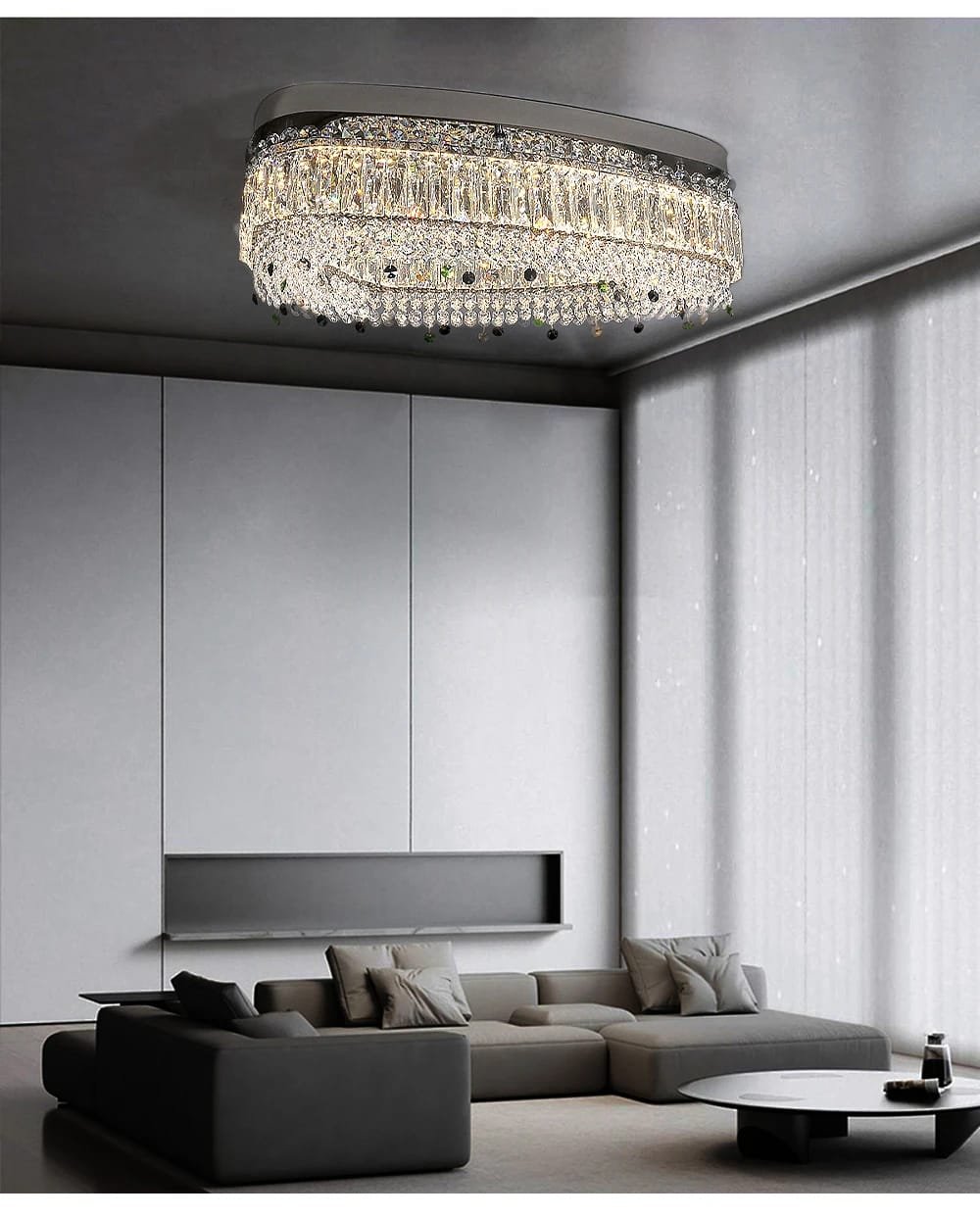 K9 Crystal Ceiling Lamps Stainless Steel Light Fixture