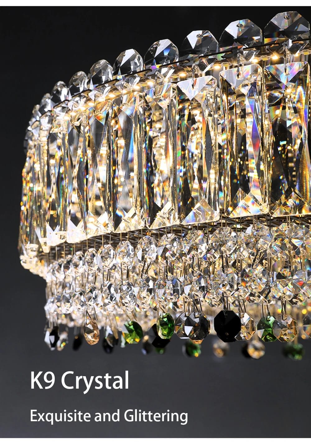 K9 Crystal Ceiling Lamps Stainless Steel Light Fixture