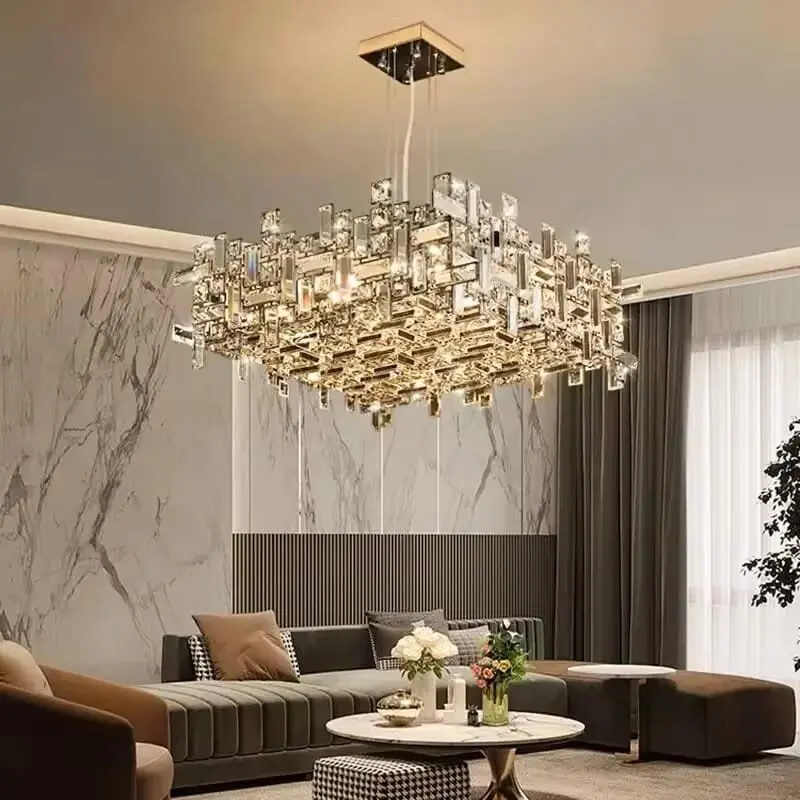 Chrome Luxury Crystal Chandelier Italian Design LED Light