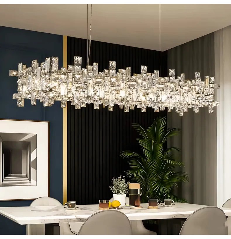 Chrome Luxury Crystal Chandelier Italian Design LED Light